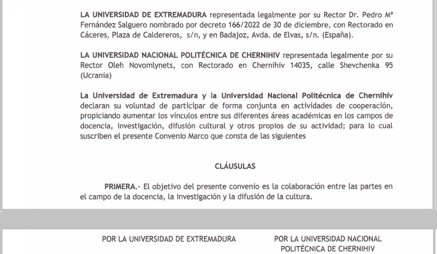 Договір про співроібтництво з університетом Екстремадури підписано